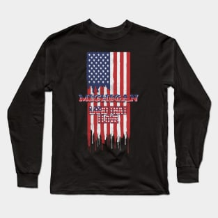 State of Michigan Patriotic Distressed Design of American Flag With Typography - Land That I Love Long Sleeve T-Shirt